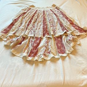 Free People hi low maxi skirt. Size 10. Red white and cream
